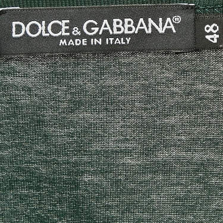 Pre Owned Dolce & Gabbana Green Cotton Applique Detail T-Shirt M
