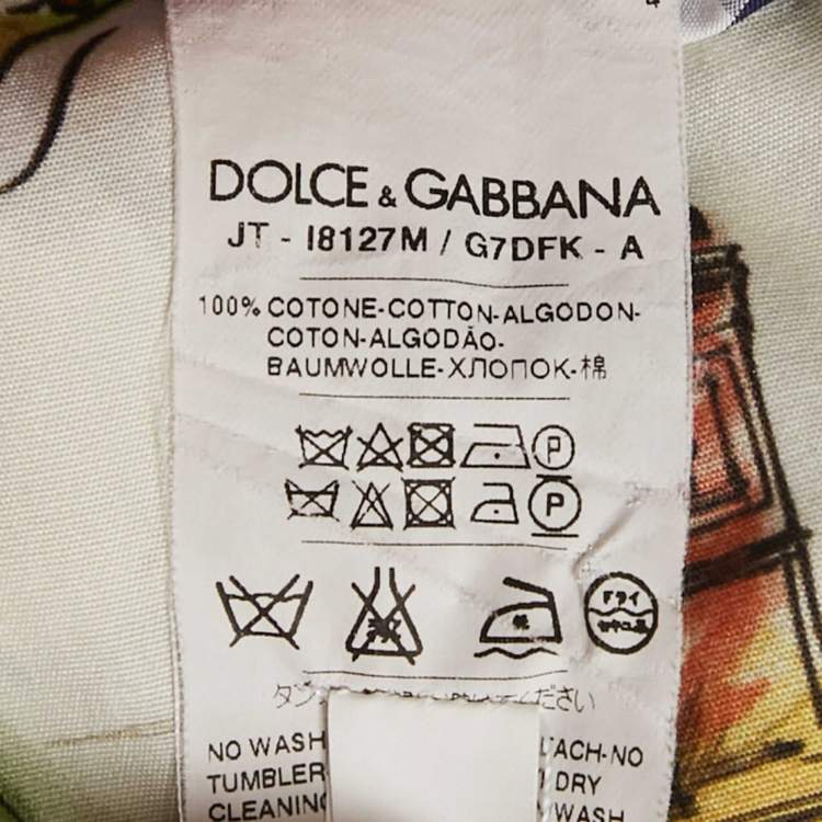 Pre Owned Dolce & Gabbana Capri Multicolor Printed Cotton and Gingham T-Shirt M