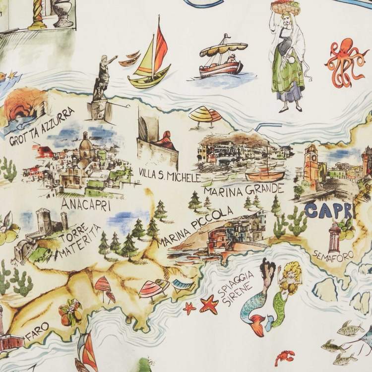 Pre Owned Dolce & Gabbana Capri Multicolor Printed Cotton and Gingham T-Shirt M