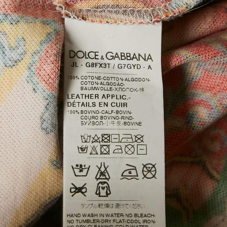 Pre Owned Dolce & Gabbana Multicolor Printed Cotton Polo T-Shirt L