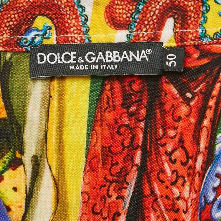 Pre Owned Dolce & Gabbana Multicolor Printed Cotton Polo T-Shirt L