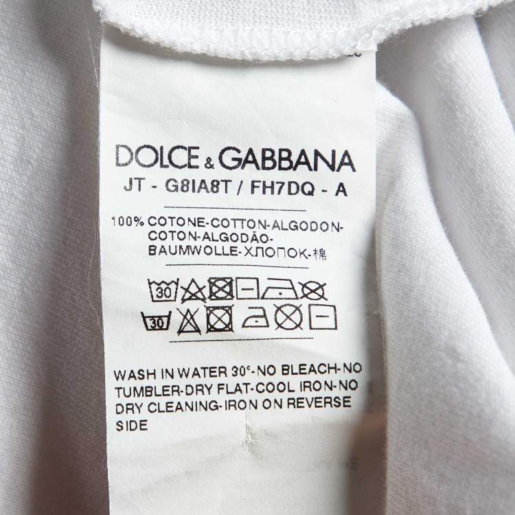 Pre Owned Dolce & Gabbana White Year of the Dog Print Cotton Crew Neck T-Shirt 3XL