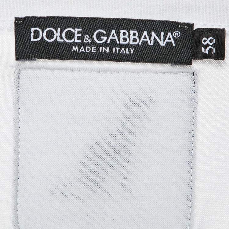 Pre Owned Dolce & Gabbana White Year of the Dog Print Cotton Crew Neck T-Shirt 3XL
