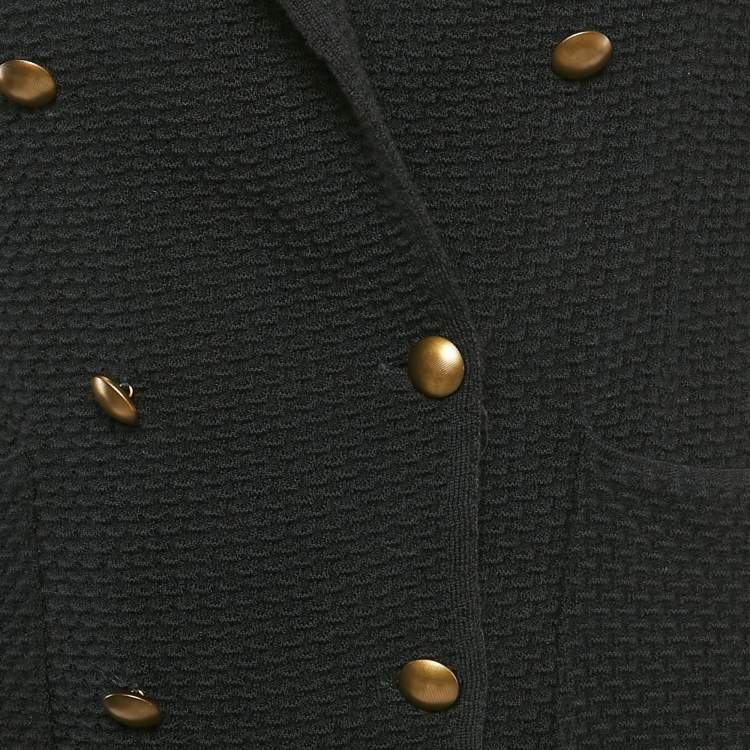 Pre Owned Dolce & Gabbana Black Textured Wool Double Breasted Jacket XL