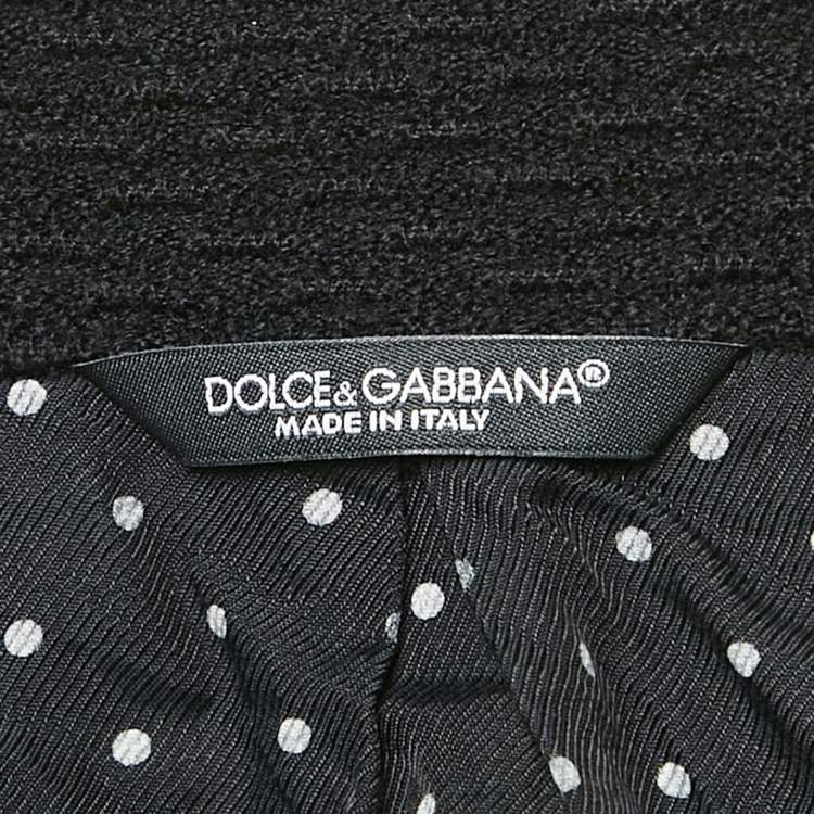 Pre Owned Dolce & Gabbana Black Textured Wool Double Breasted Jacket XL