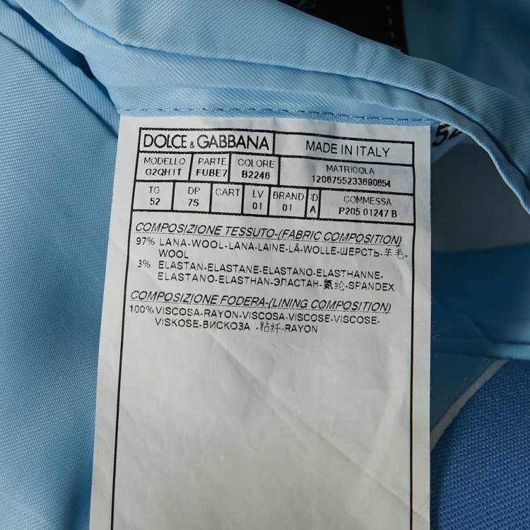 Pre Owned Dolce & Gabbana Blue Gabardine Tailored Double Breasted Blazer XL
