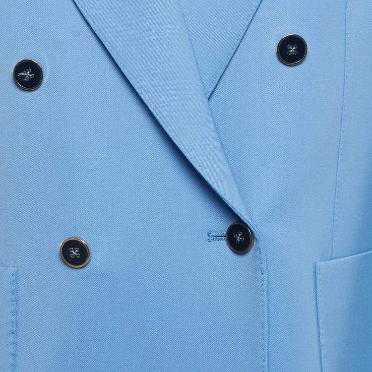 Pre Owned Dolce & Gabbana Blue Gabardine Tailored Double Breasted Blazer XL