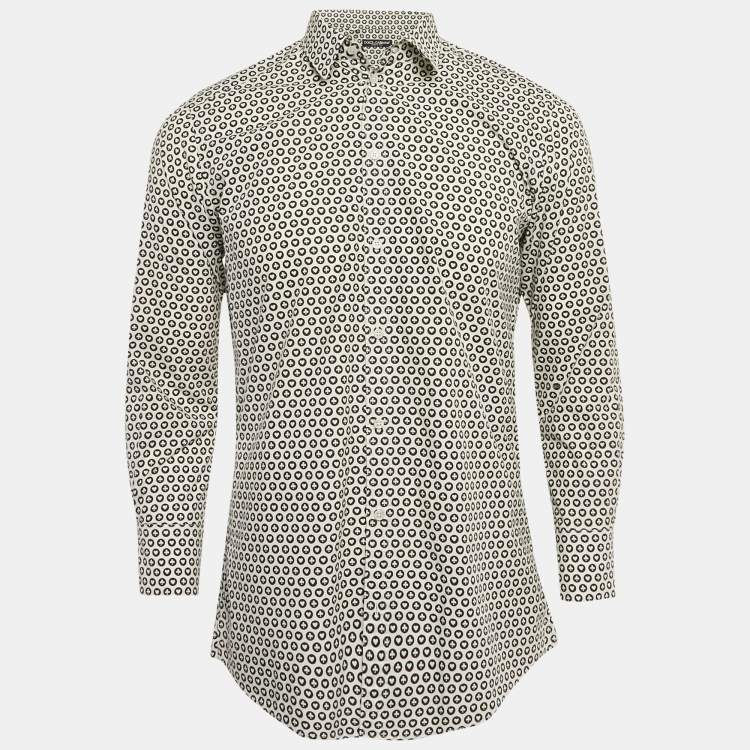 مملوكة مسبقًا Dolce & Gabbana White Printed Cotton Long Sleeve Shirt M