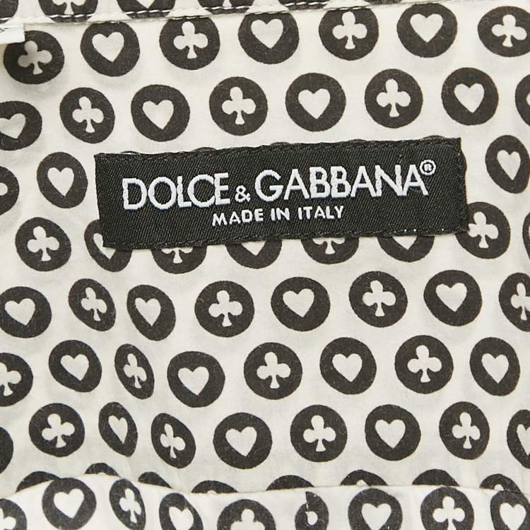 مملو�كة مسبقًا Dolce & Gabbana White Printed Cotton Long Sleeve Shirt M