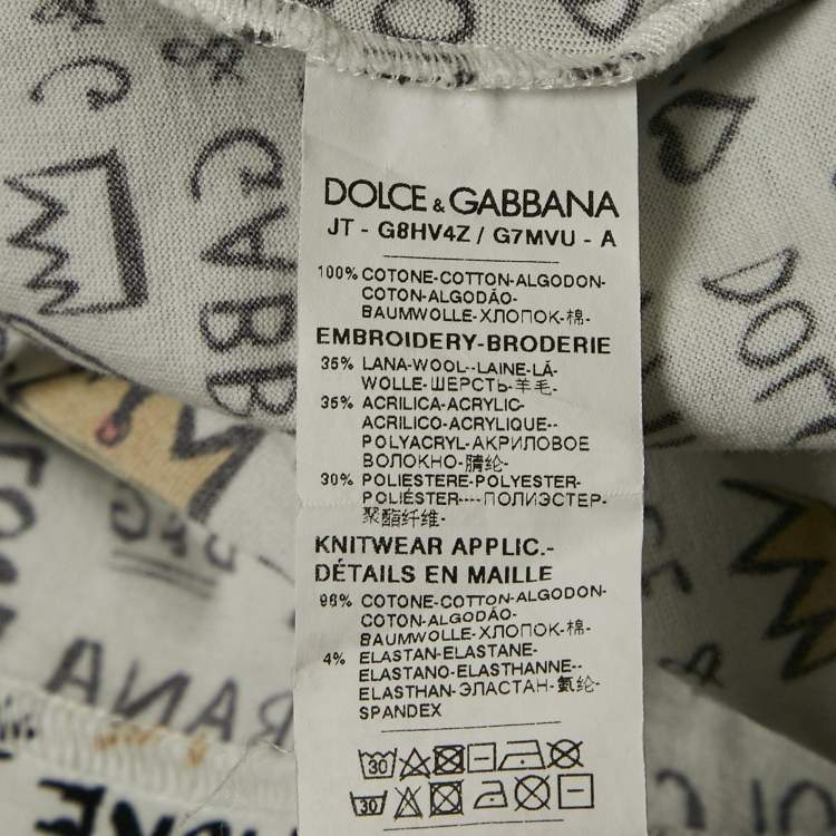 Pre Owned Dolce & Gabbana White King Graffiti Jersey T-Shirt XL