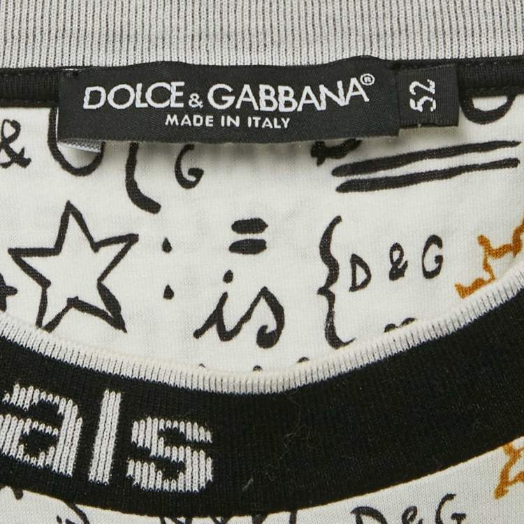 Pre Owned Dolce & Gabbana White King Graffiti Jersey T-Shirt XL