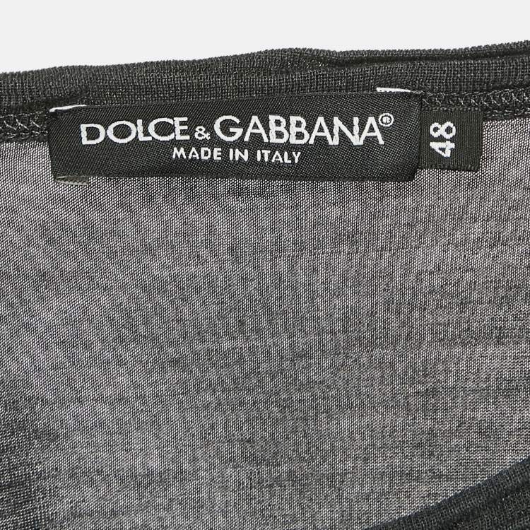 Pre Owned Dolce & Gabbana Grey Jersey Henley Neck T-Shirt M