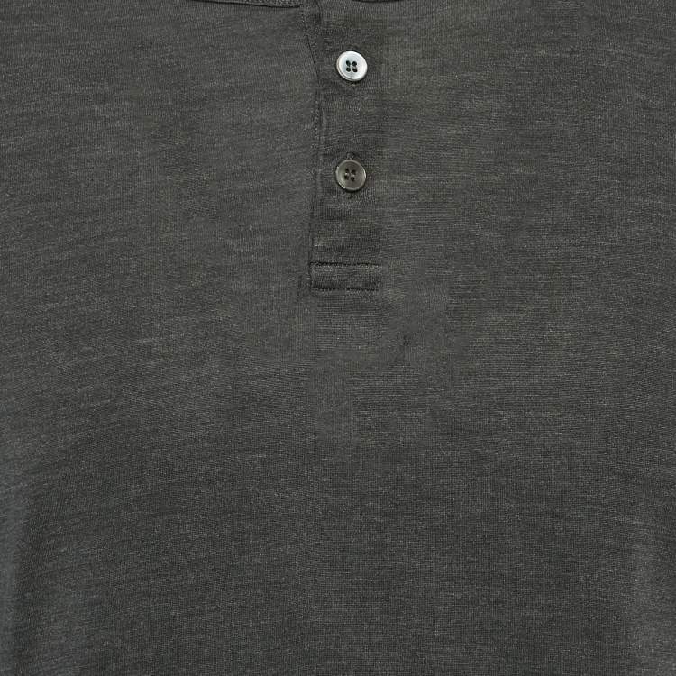 Pre Owned Dolce & Gabbana Grey Jersey Henley Neck T-Shirt M