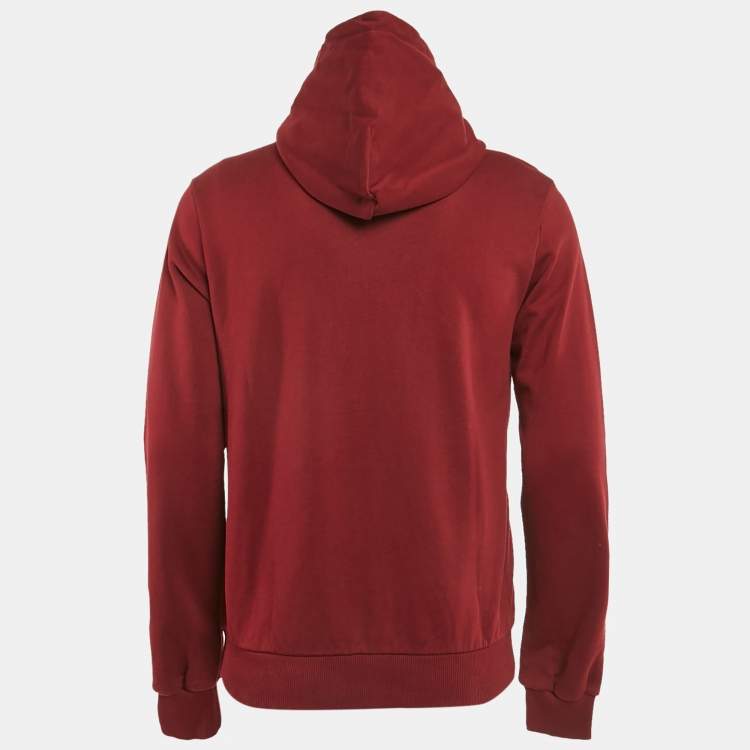 Pre Owned Dolce & Gabbana Burgundy Cotton Hooded Zip-Up Jacket L