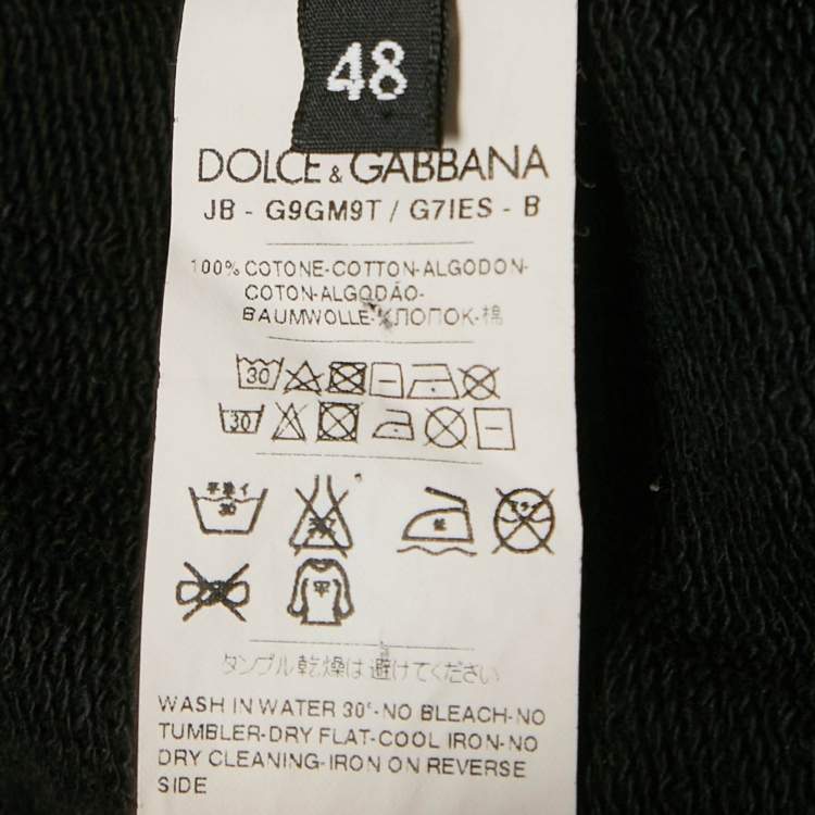 Pre Owned Dolce & Gabbana Black Cotton Knit Hooded Zip-Up Jacket M