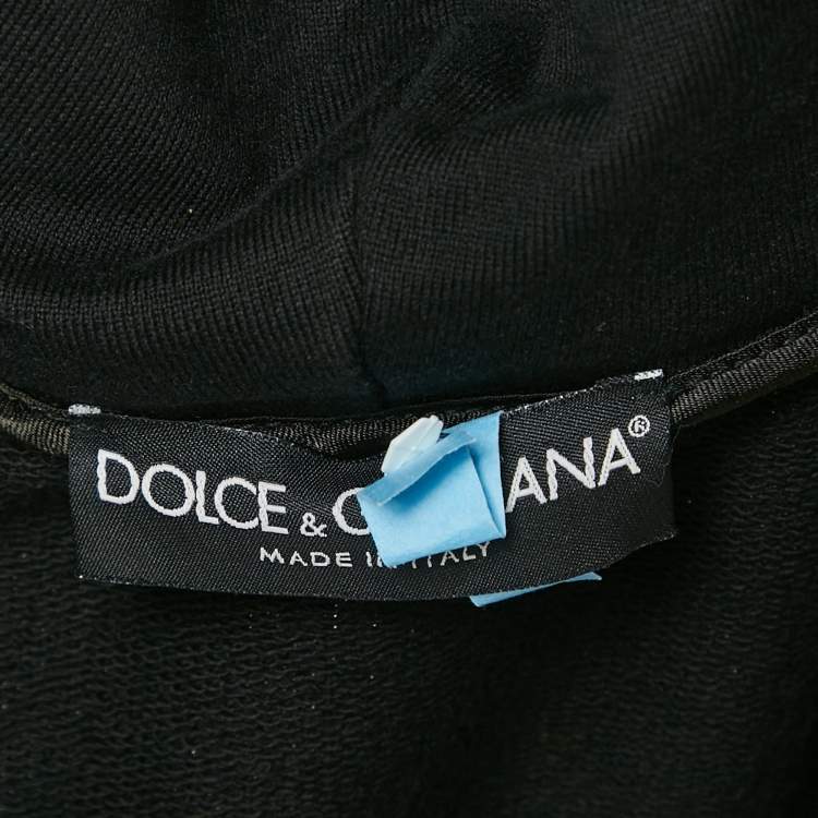 Pre Owned Dolce & Gabbana Black Cotton Knit Hooded Zip-Up Jacket M