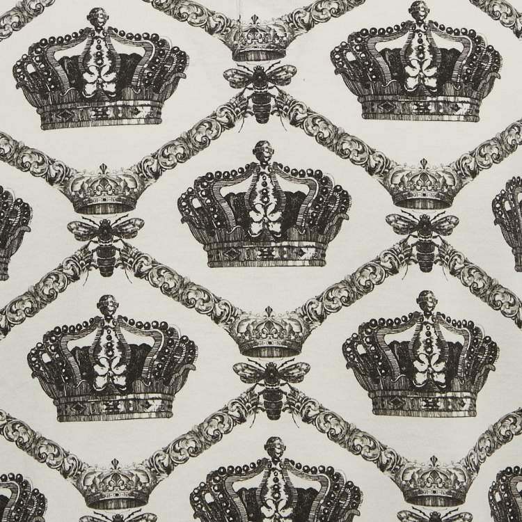 Pre Owned Dolce & Gabbana White Printed Cotton Knit Henley T-Shirt XXL