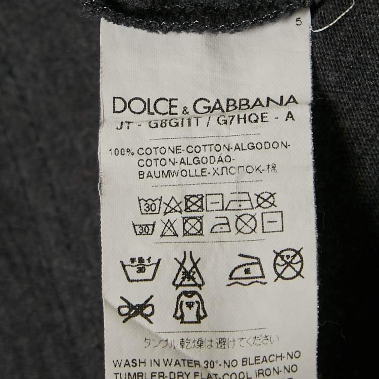Pre Owned Dolce & Gabbana Dark Grey Cotton Knit Henley T-Shirt XXL