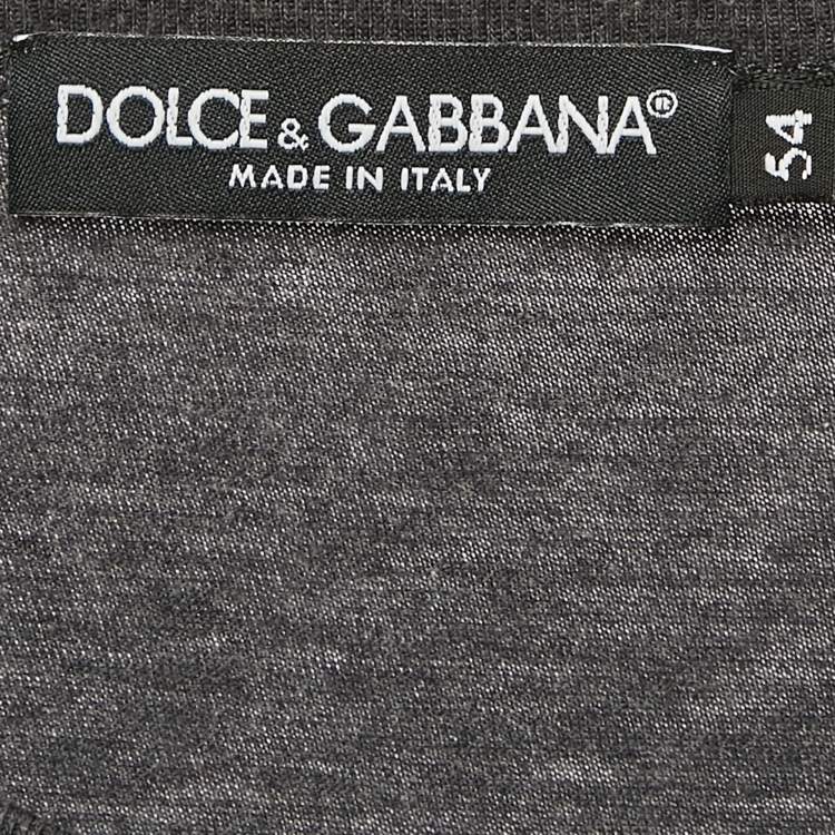 Pre Owned Dolce & Gabbana Dark Grey Cotton Knit Henley T-Shirt XXL