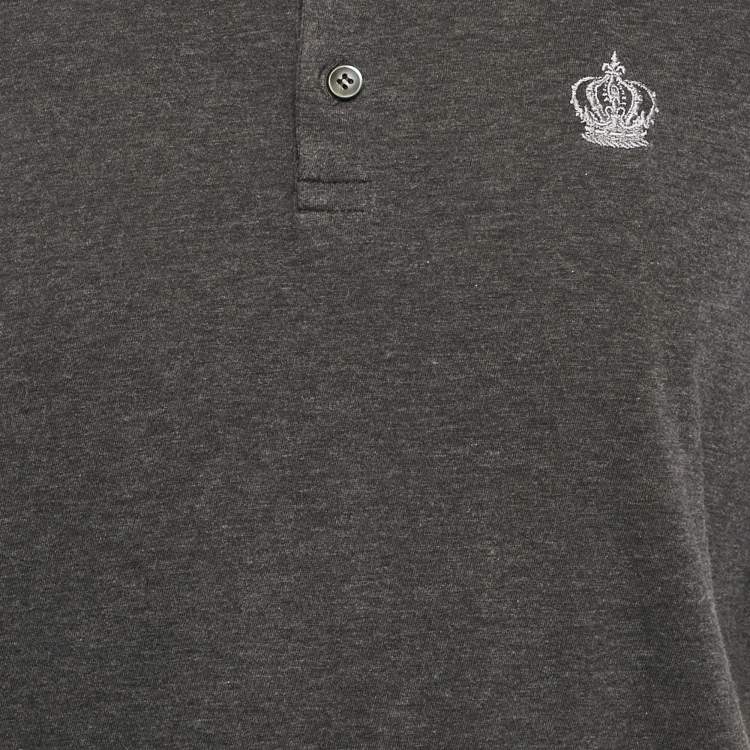 Pre Owned Dolce & Gabbana Dark Grey Cotton Knit Henley T-Shirt XXL
