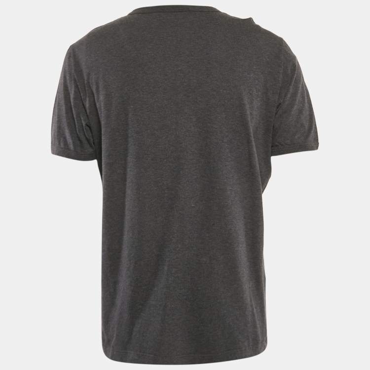 Pre Owned Dolce & Gabbana Dark Grey Cotton Knit Henley T-Shirt XXL
