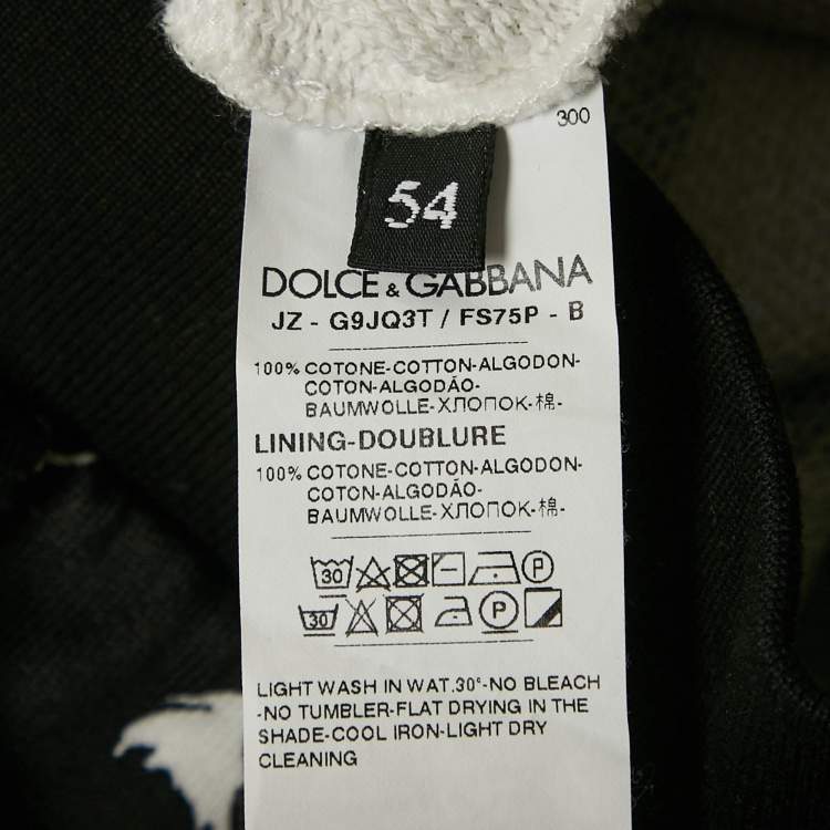 Pre Owned Dolce & Gabbana Black/White Pandas Print Cotton Knit Hooded Sweatshirt XXL