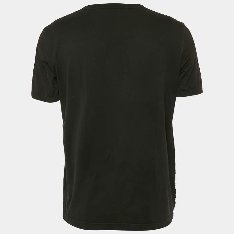 Pre Owned Dolce & Gabbana Black Logo Plaque Cotton Jersey T-Shirt XL