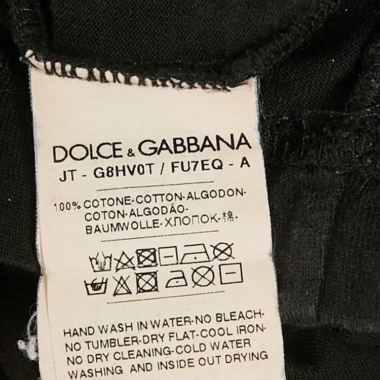 Pre Owned Dolce & Gabbana Black Logo Plaque Cotton Jersey T-Shirt XL