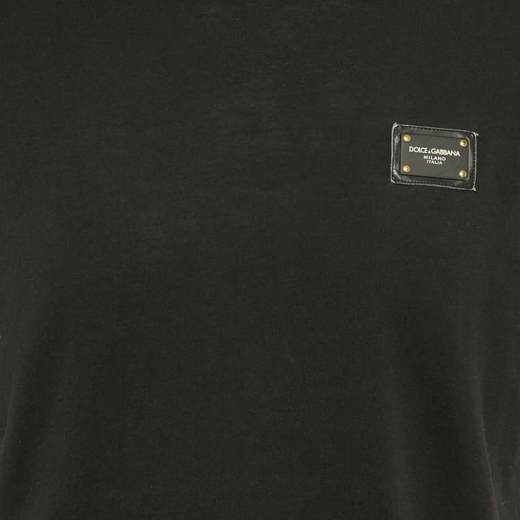 Pre Owned Dolce & Gabbana Black Logo Plaque Cotton Jersey T-Shirt XL