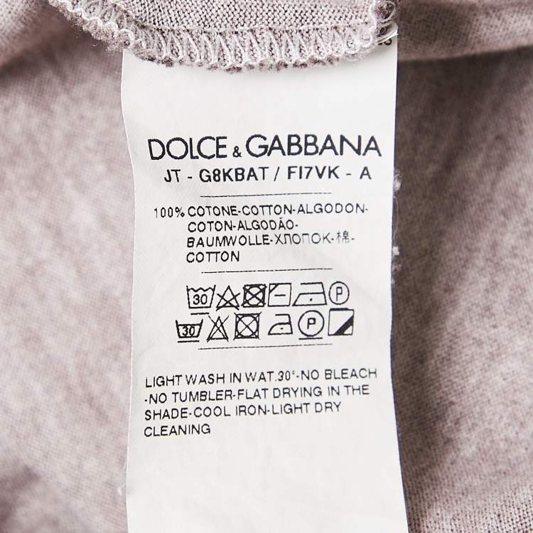Pre Owned Dolce & Gabbana Burgundy Printed Crew Neck T-Shirt XL