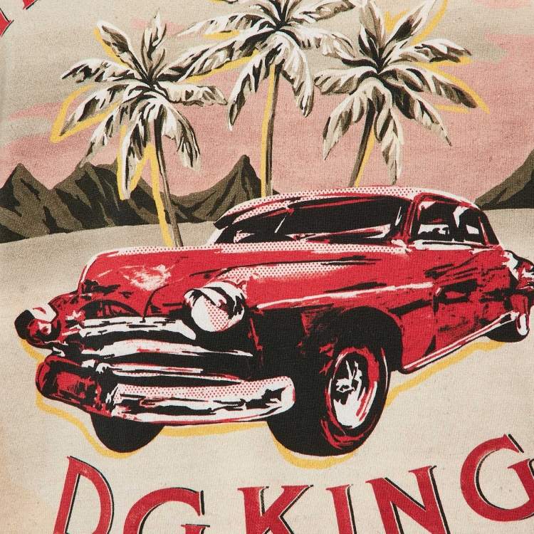 Pre Owned Dolce & Gabbana Burgundy Printed Crew Neck T-Shirt XL