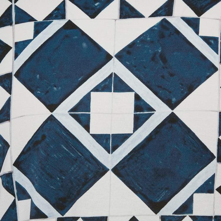 Pre Owned Dolce & Gabbana Blue Gio Ponti Print Cotton Jersey T-Shirt XL 