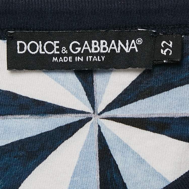 Pre Owned Dolce & Gabbana Blue Gio Ponti Print Cotton Jersey T-Shirt XL 