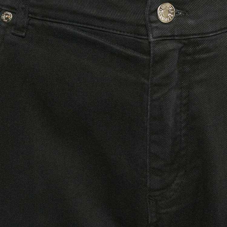 Pre Owned Dolce & Gabbana Black Side Stripe Denim Ripped Skinny Jeans Waist 38"