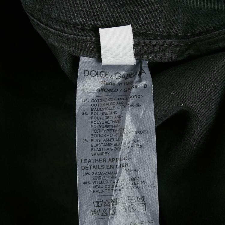 Pre Owned Dolce & Gabbana Black Side Stripe Denim Ripped Skinny Jeans Waist 38"