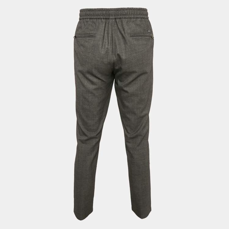 Pre Owned Dolce & Gabbana Grey Wool Blend Drawstring Trousers XL
