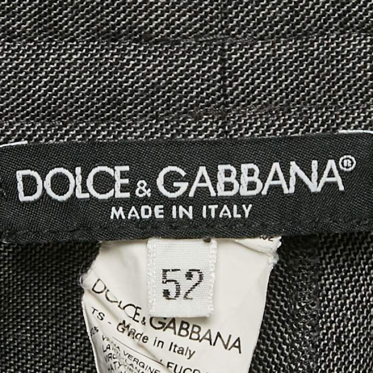 Pre Owned Dolce & Gabbana Grey Wool Blend Drawstring Trousers XL