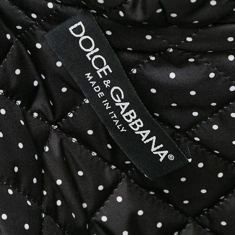 Pre Owned Dolce & Gabbana Black Crown Print Synthetic Zip-Up Jacket L
