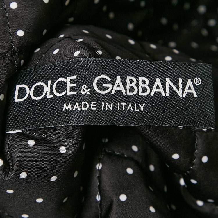 Pre Owned Dolce & Gabbana Black Crown Print Synthetic Zip-Up Jacket L
