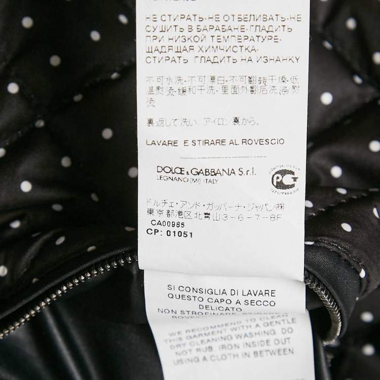 Pre Owned Dolce & Gabbana Black Crown Print Synthetic Zip-Up Jacket L