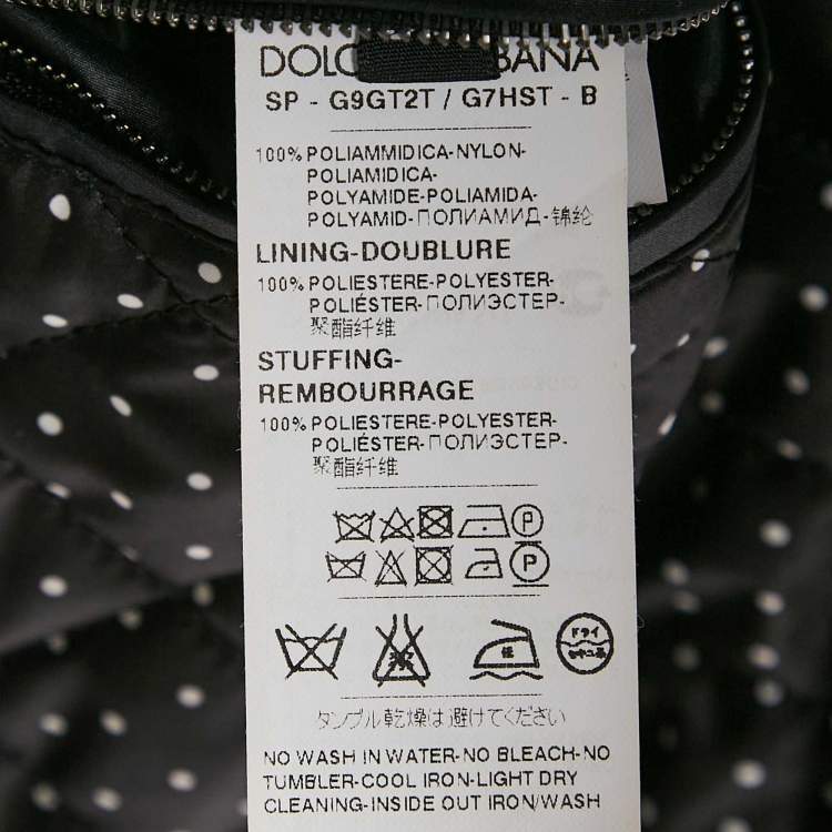 Pre Owned Dolce & Gabbana Black Crown Print Synthetic Zip-Up Jacket L