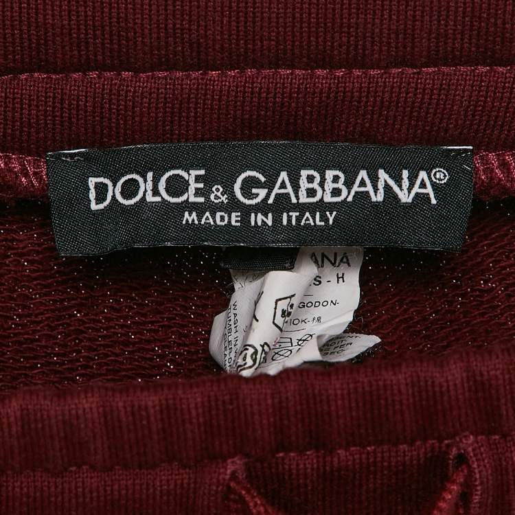 Pre Owned Dolce & Gabbana Burgundy Cotton Knit Joggers S