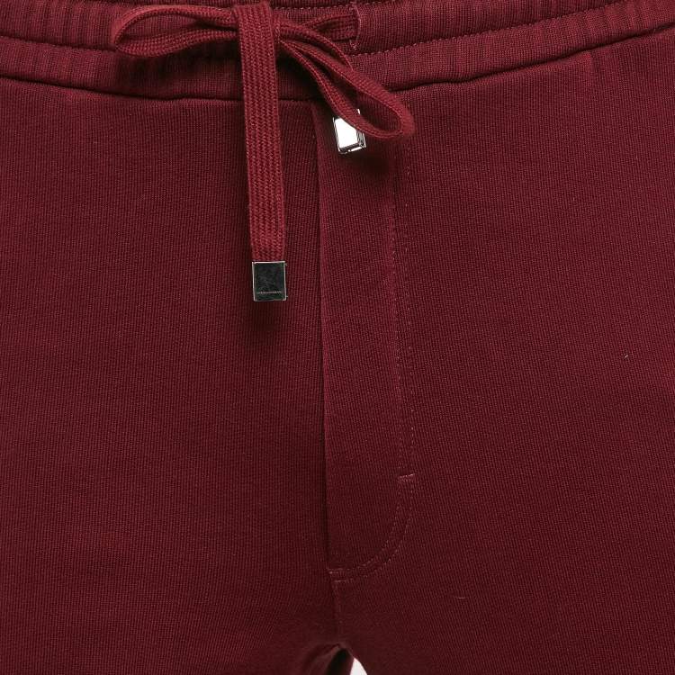 Pre Owned Dolce & Gabbana Burgundy Cotton Knit Joggers S