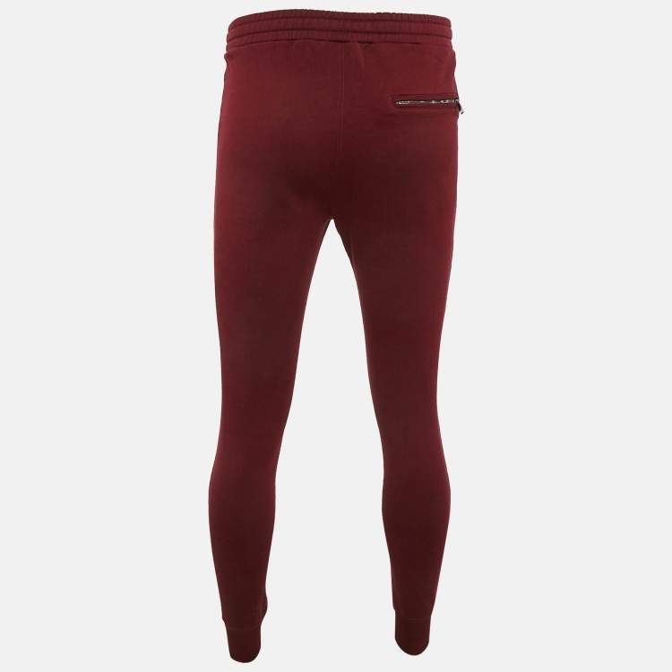 Pre Owned Dolce & Gabbana Burgundy Cotton Knit Joggers S
