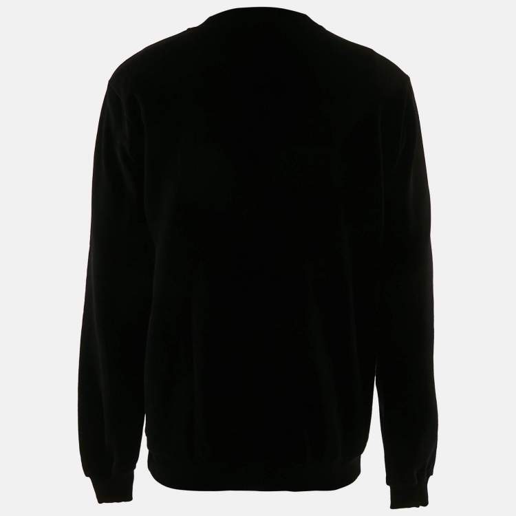 Pre Owned Dolce & Gabbana Black Logo Print Cotton Knit Crew Neck Sweatshirt XL