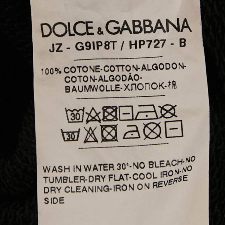 Pre Owned Dolce & Gabbana Black Logo Print Cotton Knit Crew Neck Sweatshirt XL