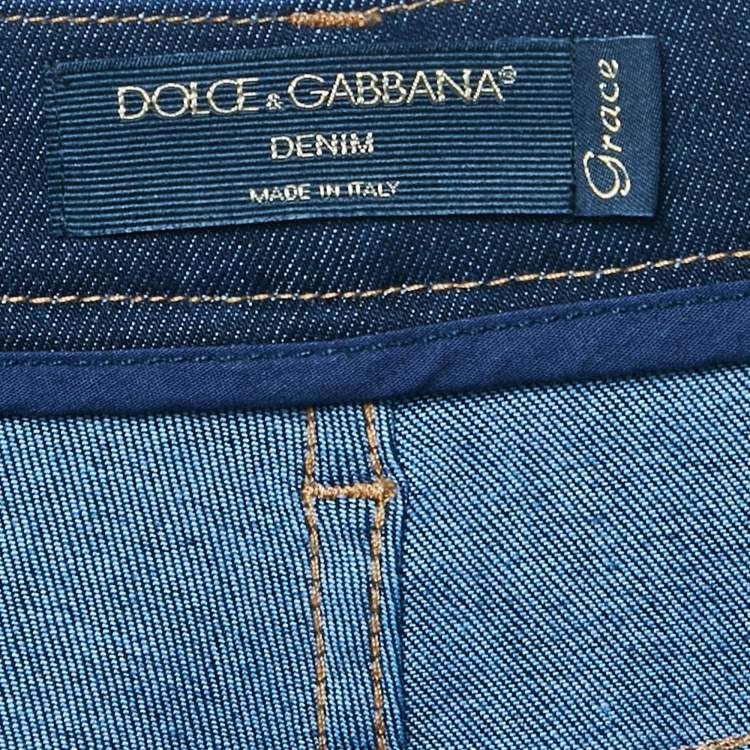 Pre Owned Dolce & Gabbana Grace Dark Blue Denim Stretch Fit Jeans XL Waist 36"