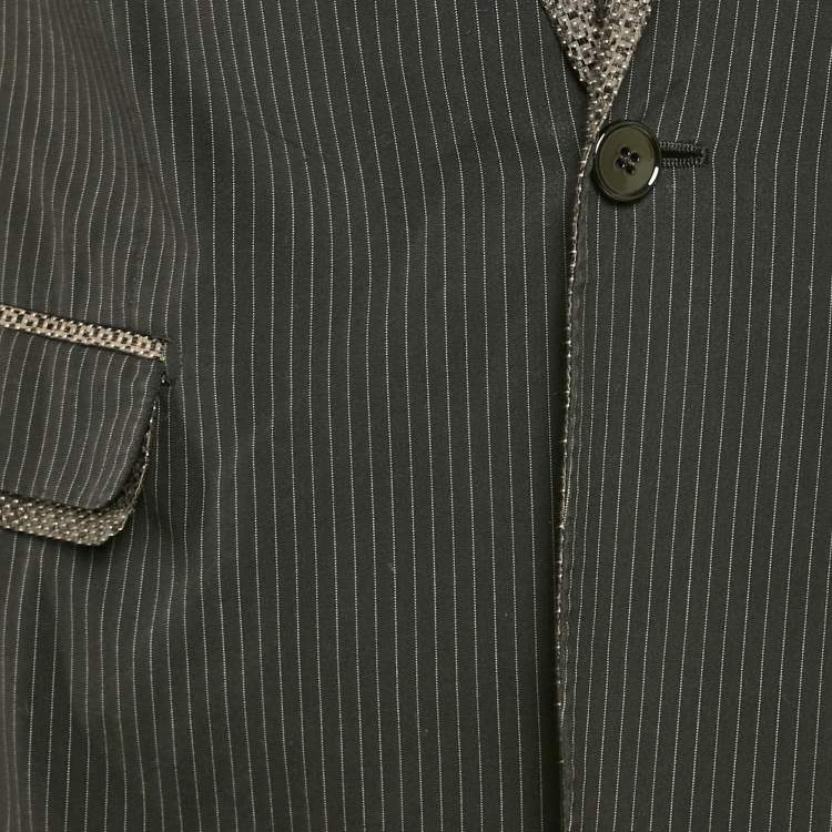 Pre Owned Dolce & Gabbana Black Stripe Cotton Single Breasted Blazer M