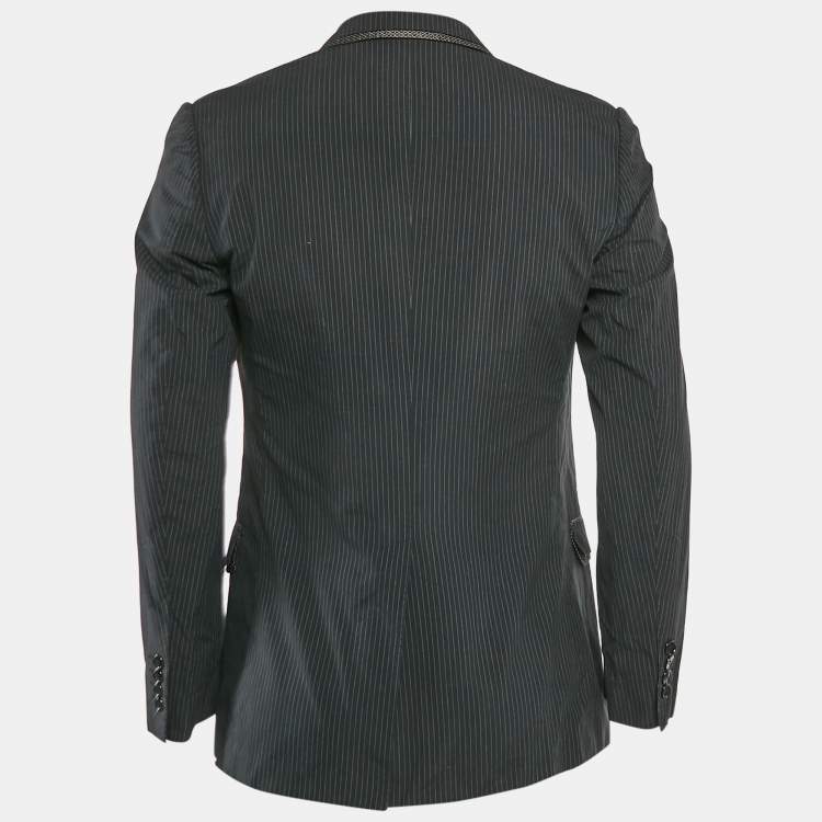 Pre Owned Dolce & Gabbana Black Stripe Cotton Single Breasted Blazer M