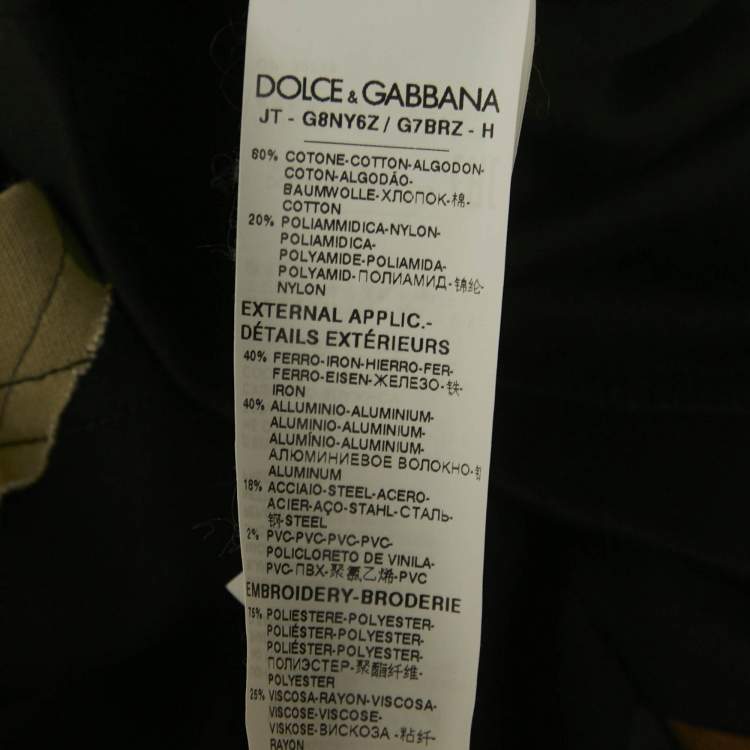 Pre Owned Dolce & Gabbana Black/Green Camouflage Denim and Jersey Patchwork T-Shirt M